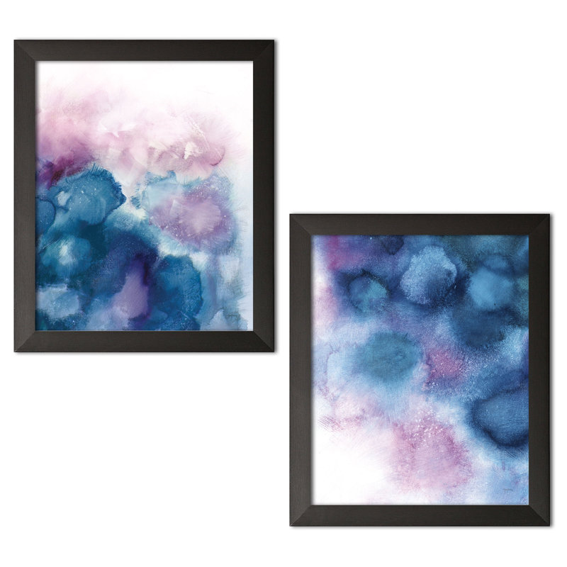 «Nebula I & II» par Mary Urban - ensemble de 2 reproductions, Papier avec cadre noir, H 14 po x l 11 po x P 1,5 po