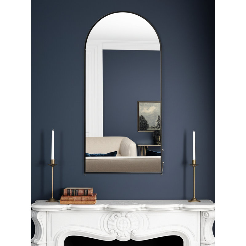 Calogero Stainless Steel Arch Mirror, Matte Black