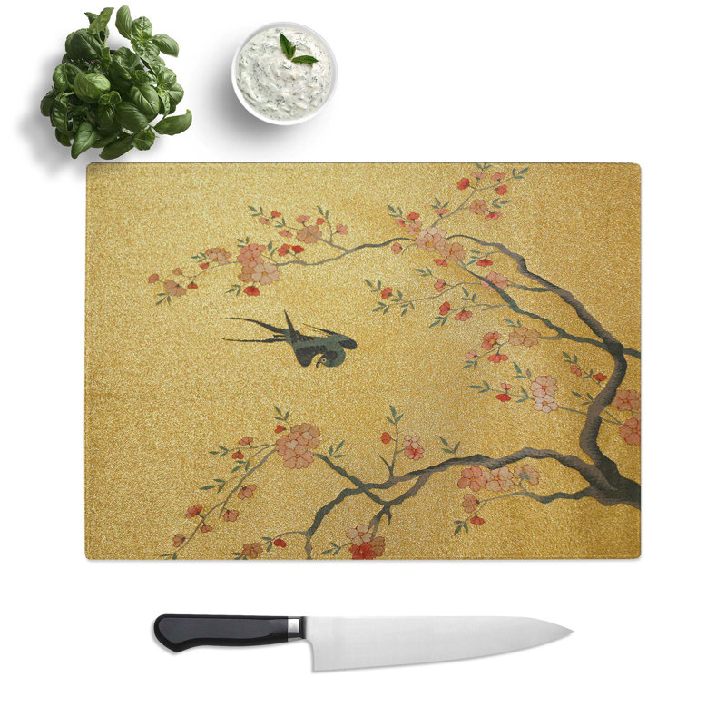 Glass Flying Bird by Cui Bai Chopping Board, 28.5 cm W x 20 cm L