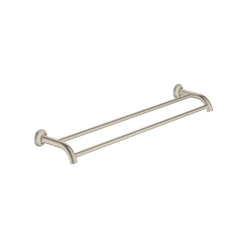 Essentials Authentic Double 22.9133" Wall Mounted Towel Bar, Brushed Nickel Infinity