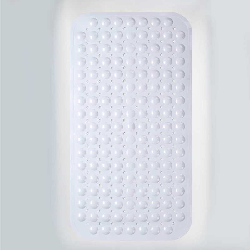 Tapis de bain, tapis de douche antidérapants de taille moyenne 27,6 x 15 po avec ventouses et trous de bonde, tapis de bain Lavables à la machine (blanc)