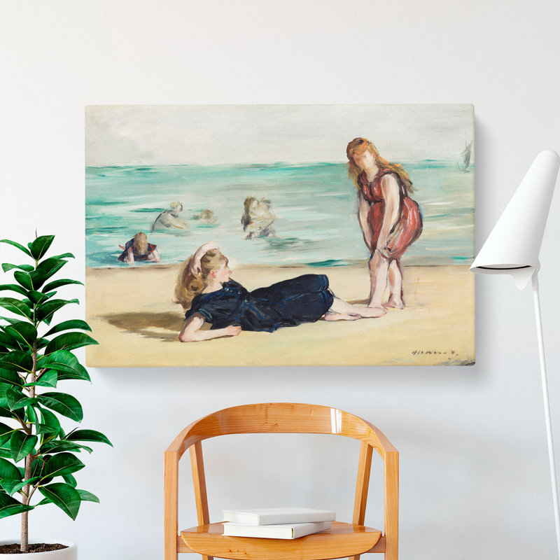 On The Beach by Edouard Manet - Wrapped Canvas Painting, 50cm H x 76cm W x 3cm D