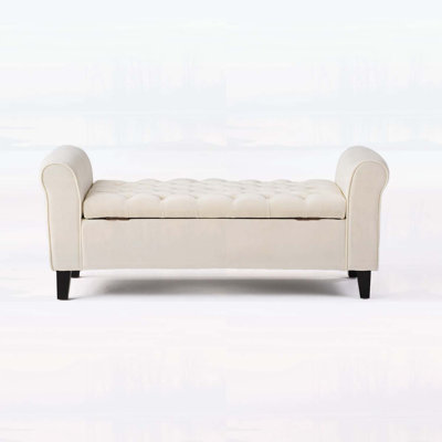 Banc de rangement avec accoudoirs, repose-pieds capitonné