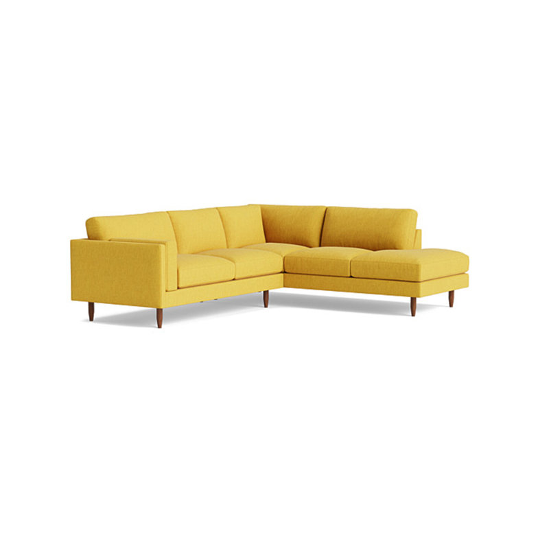 Skinny Fat Sectional, Performance Velvet - Nutmeg, Right Hand Facing