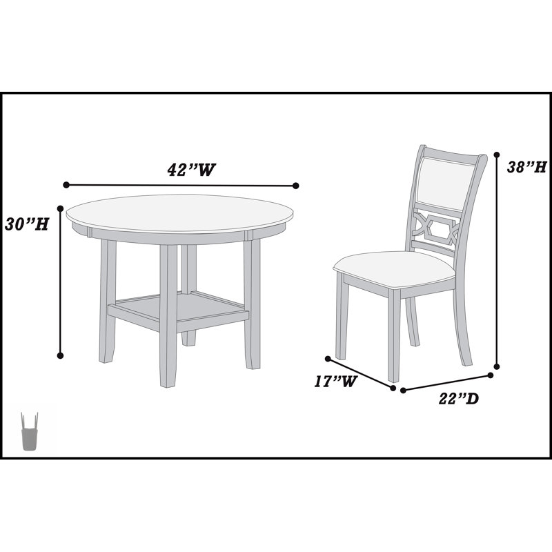 Ensemble de salle à manger moderne 5 pièces avec table ronde et tablette, 4 chaises d'appoint confortables pour maisons contemporaines