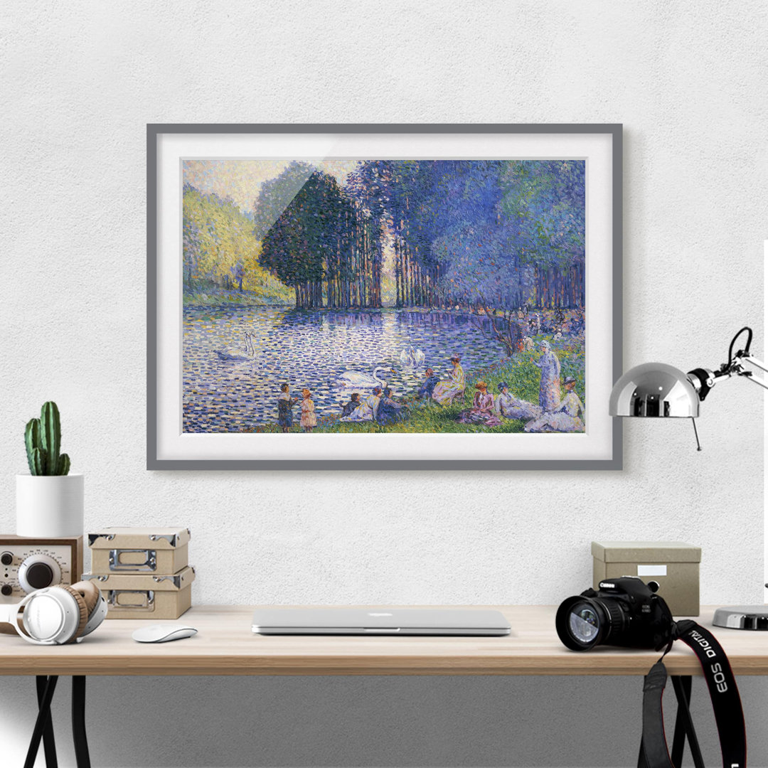 Gerahmtes Poster Der See im Bois de Boulogne von Henri Edmond Cross