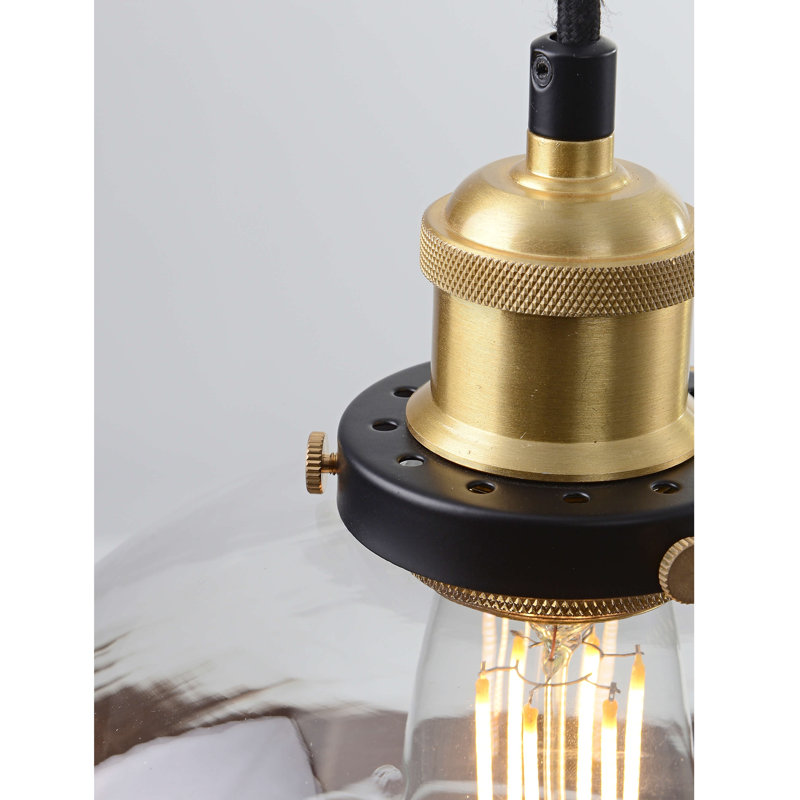 Bracondale 1 - Light 9.7" Antique Gold and Black Dome Pendant