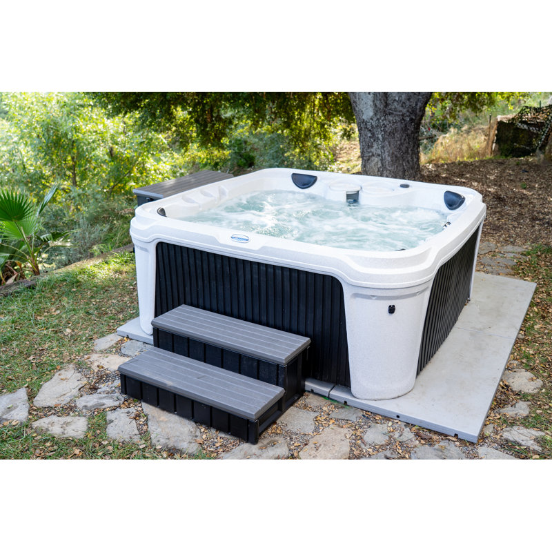 Deep Gray Weather-Resistant Two-Tier Spa Step for Hot Tub
