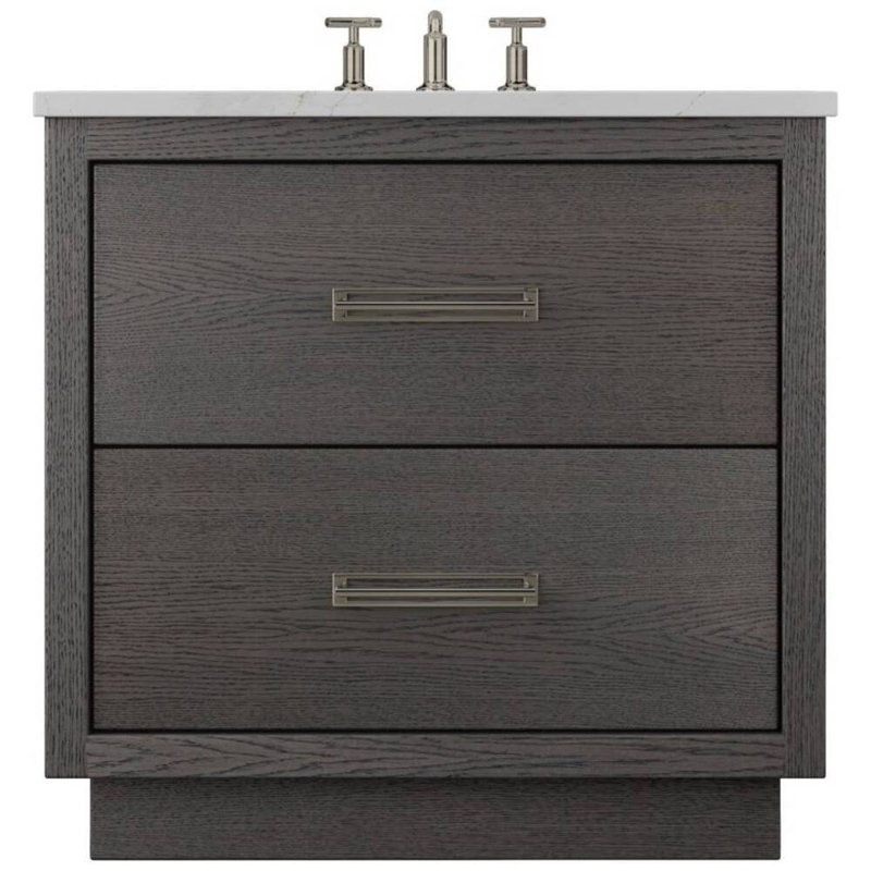 Avalon Two-Drawer Single Bath Vanity, 30", Gray Weathered, Satin Nickel