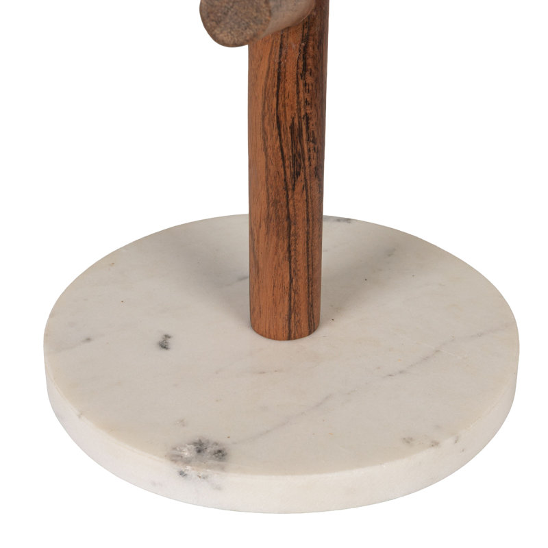 Mango Wood Mug Rack with Marble Base and Ball Topper