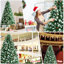 Arbre de Noël vert pin givré et pommes de pin-2111314424