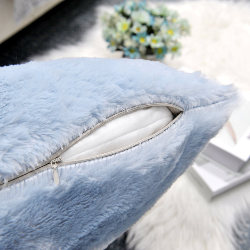 Housse de coussin réversible en fausse fourrure, Bleu