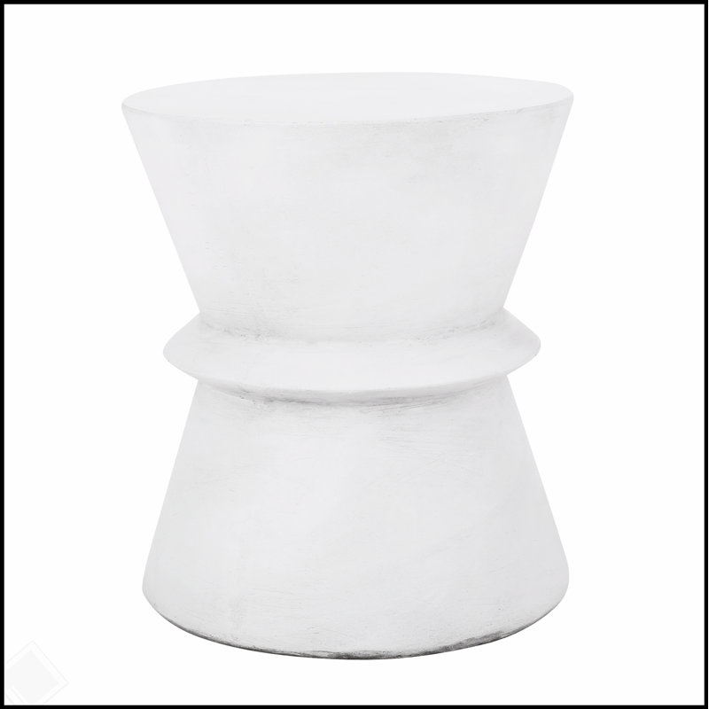 Table d'appoint d'extérieur en béton léger avec un design élégant de sablier pour un décor moderne et fonctionnel, Blanc