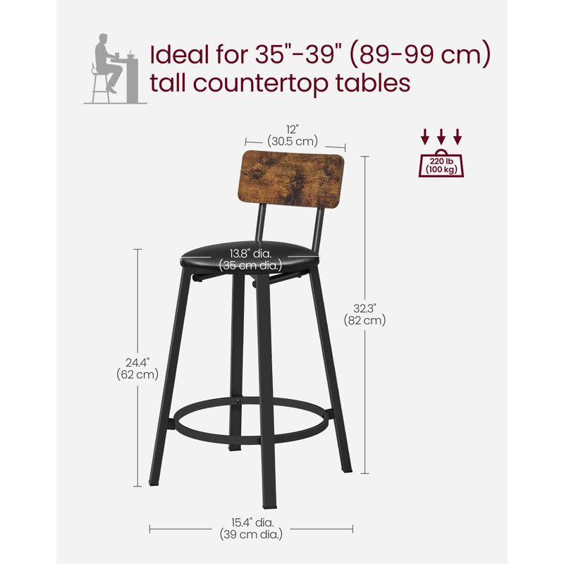 Alfonsa Upholstered Counter Stool with Metal Frame