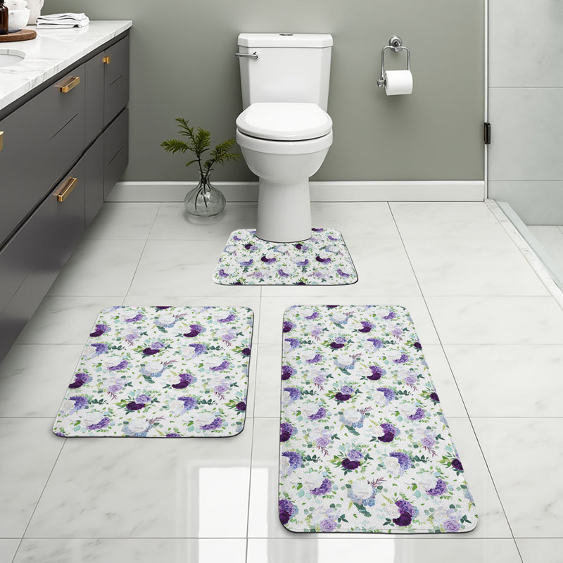  Ensemble de tapis pour salle de bain floral 3 pièces