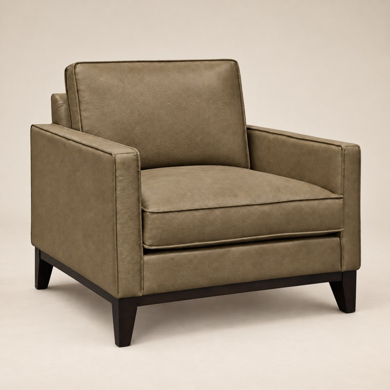 Soho Elegant 100% Top Grain Leather Chair, Made to Order, Napa Dove