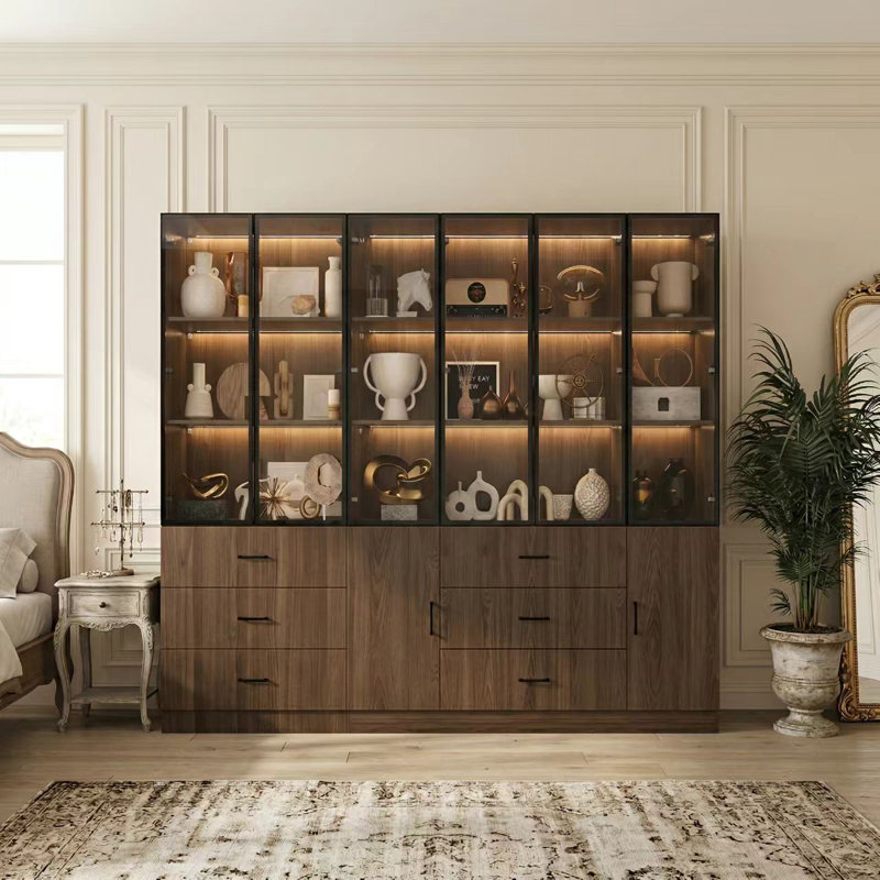 Vitrine porte vitrée 94,4 "de large et lumières DEL