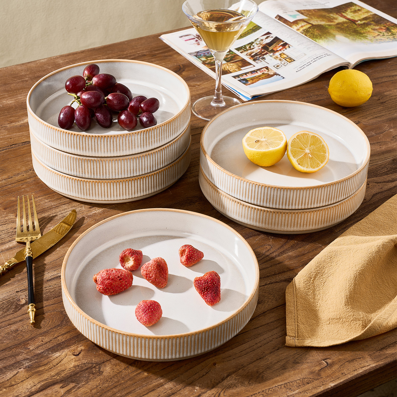 Stoneware Pasta Bowl, Cappuccino White