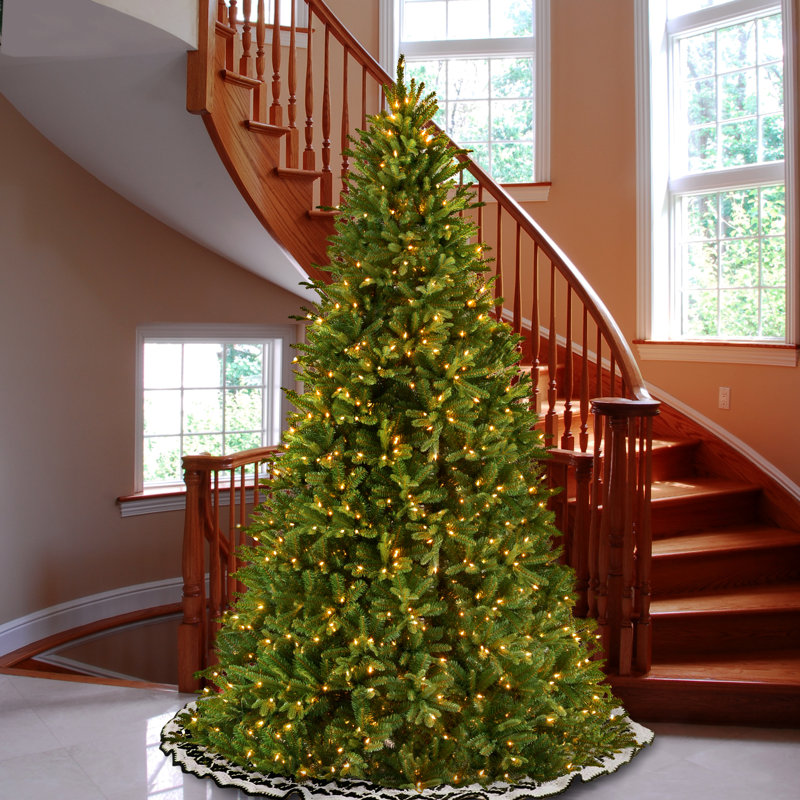 Tiffany Fir 7.5' Green Artificial Christmas Tree with 750 Pre-Lit Clear Lights with Stand, 9'