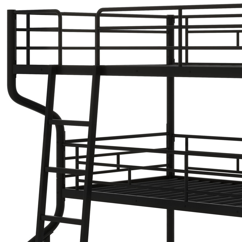 Triple Bunk Bed With Long And Short Ladder, Black