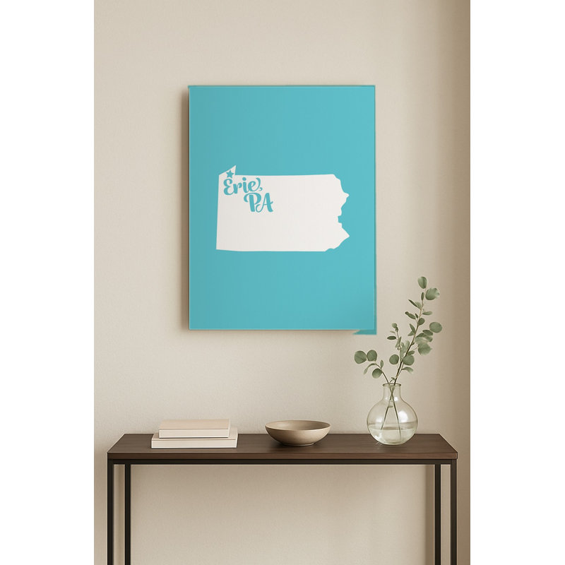 Home Sweet Erie — Silhouette de l'État de Pennsylvanie — Portrait mural en métal, H 10 po x l 8 po