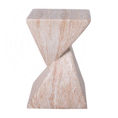 Modern Geometric Twisted MGO Side Table with Faux Marble