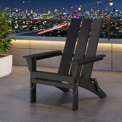 Chaise Adirondack pliable noire - Facile à ranger pour le patio, le jardin et le camping