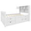 Base de lit plateforme simple avec bibliothèques de rangement et quatre tiroirs