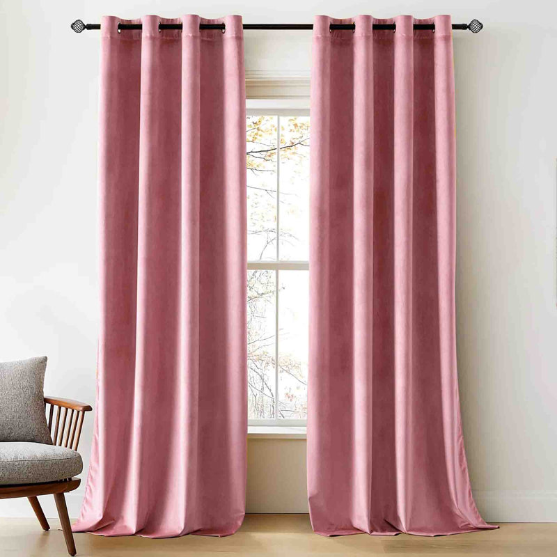 Velvet Blackout Curtain Pair (Set of 2), Blush Pink
