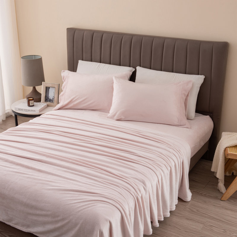 Ensembles de draps en velours ultra doux, Reine, Rosé