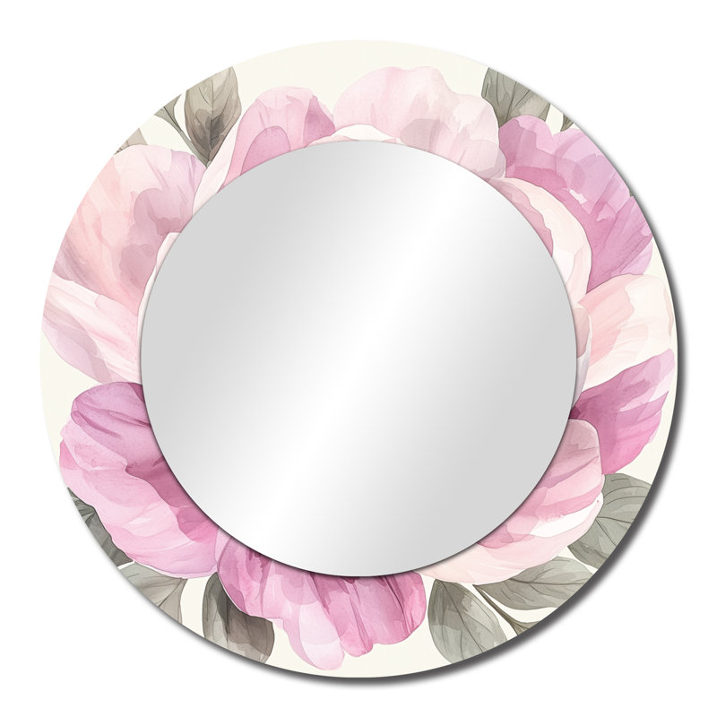 Minimalisme élégance de pivoines roses I - décoration murale miroir traditionnel - imprimé sur métal, 23 po x 23 po
