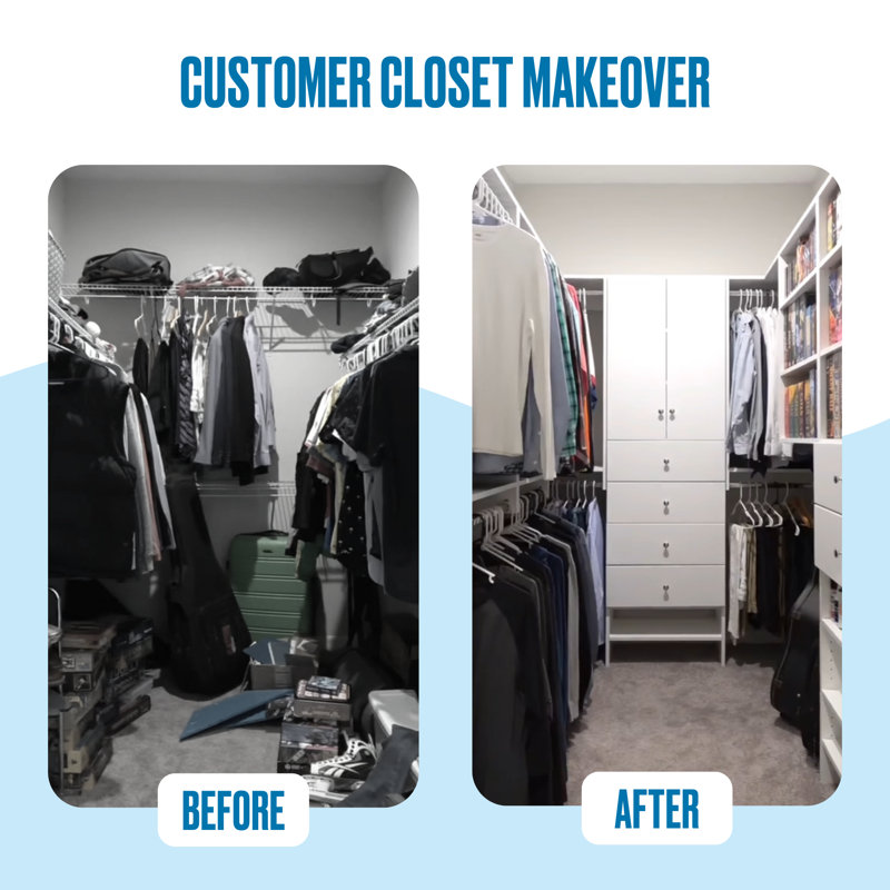 White Modular Closet Shelf Tower with Adjustable Shelves