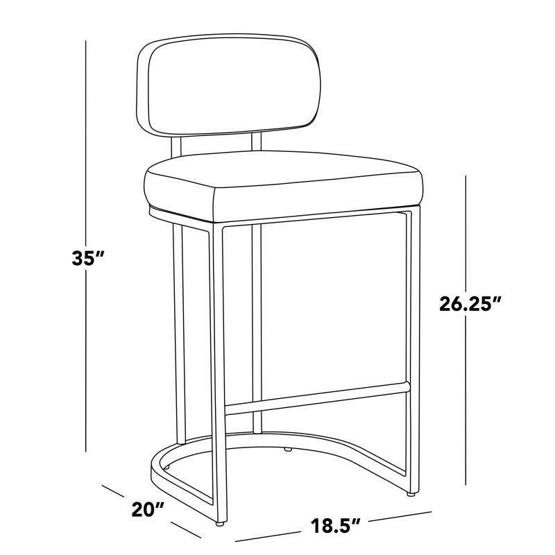 Ensemble de 2 tabourets de comptoir à hauteur fixe Erma (ensemble de 2), Siège orange / cadre doré