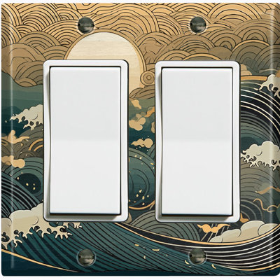 Blue Sea Waves Sunset Clouds Nature Themed 2 - Gang Rocker Standard Wall Plate