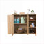 Cabinets, armoire de rangement moderne Mid-Century avec portes en rotin tissé et amp; Tablettes réglables | Beige | Panneau de particules