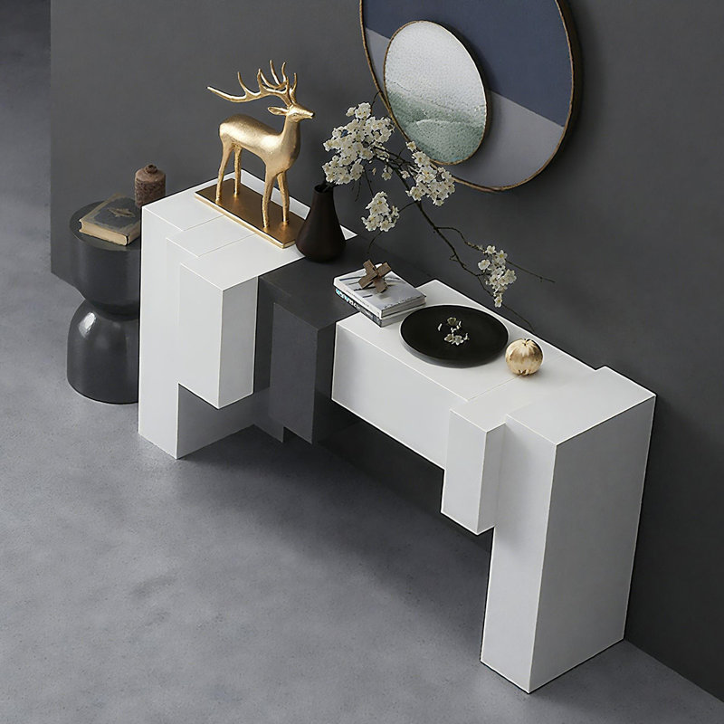 Console Modern Minimalist Art Design, H 35,43 po x l 62,99 po x P 15,75 po, Noir / blanc
