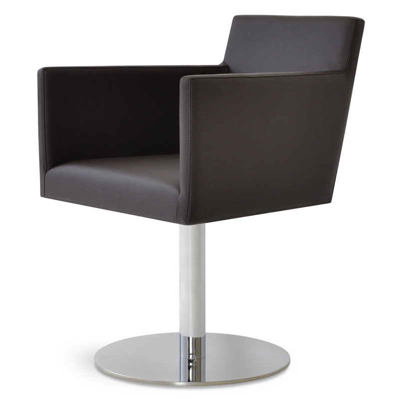 Fauteuil pivotant large 22 po Harput, Similicuir brun