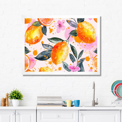 Yellow Pink Floral Orange Trees I - Fruits Wall Decor