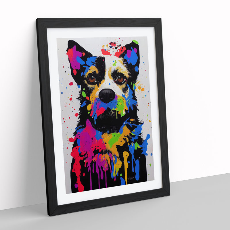 Dog Paint Splat No.2 - Framed Print, Black, 64cm H x 46cm W