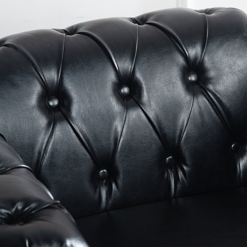 Rolled Arms Sofa Chair,Armchair, Black, Black Faux Leather Duplicate