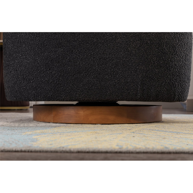 Fauteuil demi-tonneau pivotant de 29,1 po Markysha, Bouclé noir