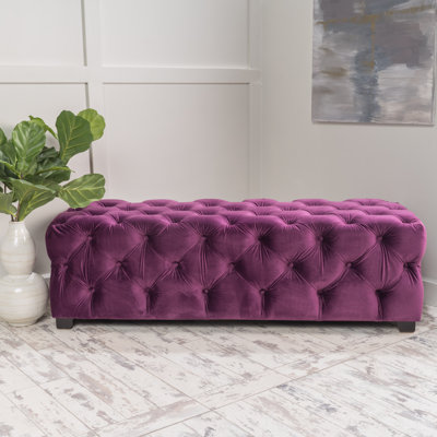 Tufted Velvet Ottoman Bench with Deep Button Detailing and Plush Upholstery for Living Room or Bedroom