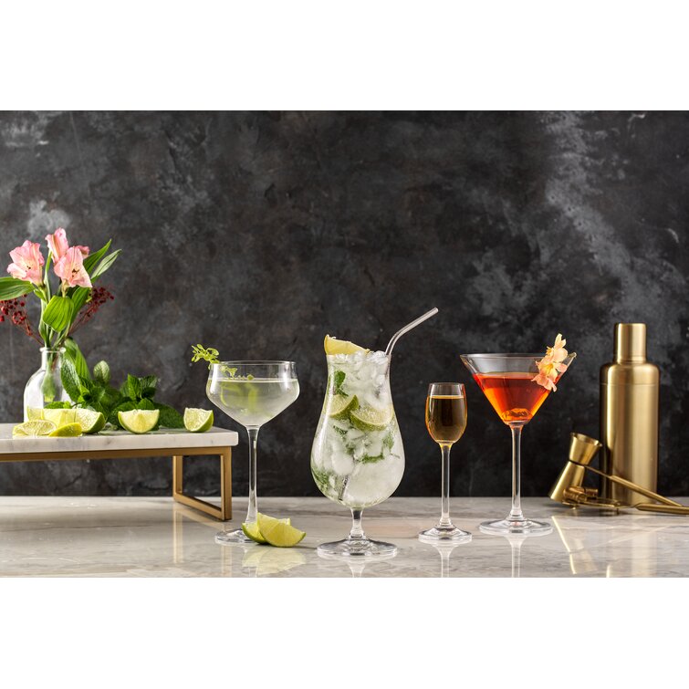 JoyJolt Bloom 9.2 oz. Clear Crystal Coupe Martini Glass (Set of 4
