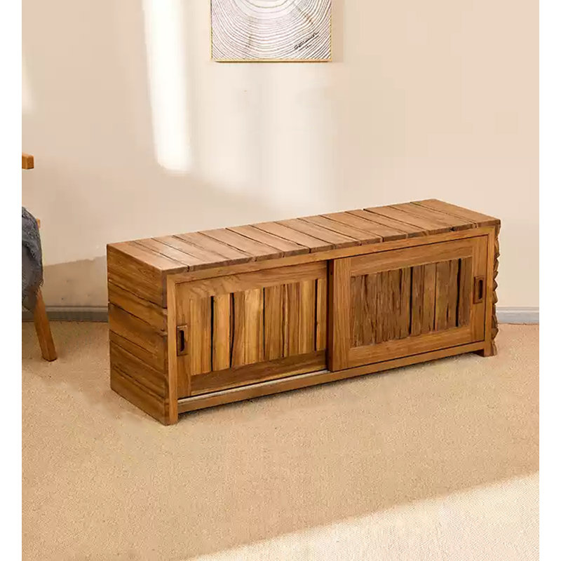 Banc de rangement à chaussures en bois massif rustique fabriqué à la main
