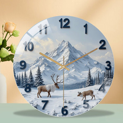 Horloge murale Winter Mountain Reindeer