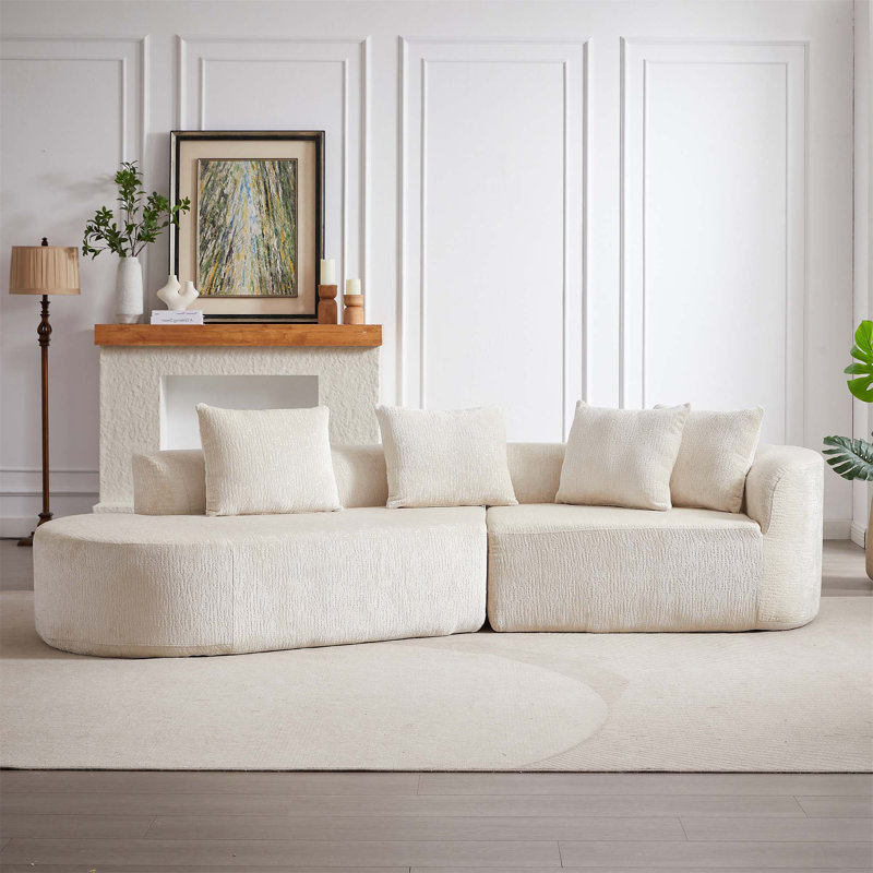 Comfortable Oversized Sectional Sofa with Plush Pillows for Relaxation, Beige
