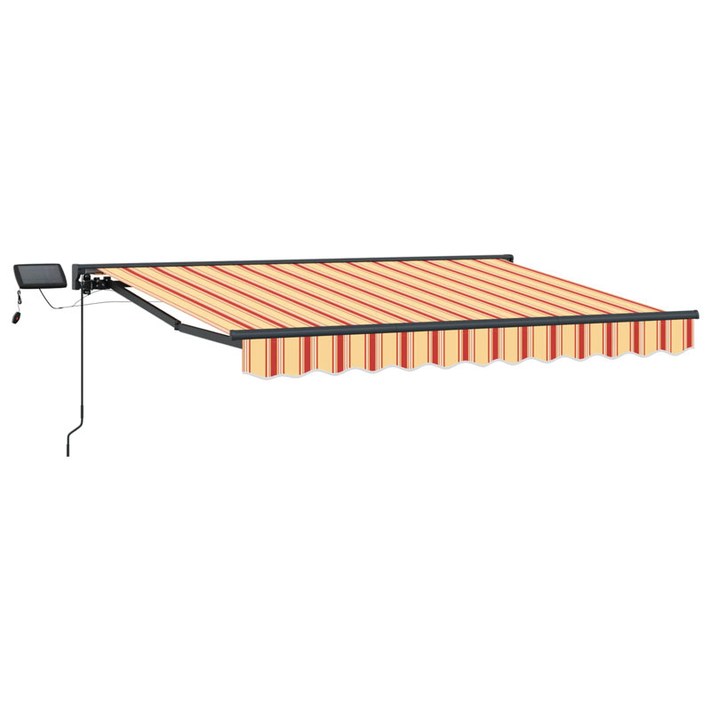 VidaXL Polyester Cover Retractable Patio Awning, Striped, 165cm H x 250cm W x 200cm D, Yellow/Orange