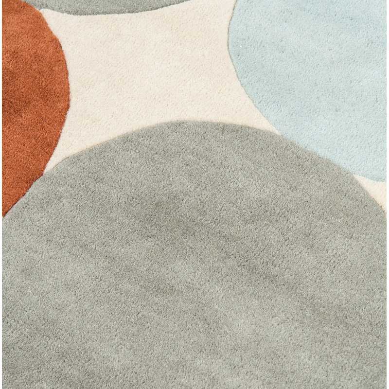 Tapis vert / gris / orange en laine touffeté à la main Glory, Tapis de couloir 2 pi 3 po x 8 pi