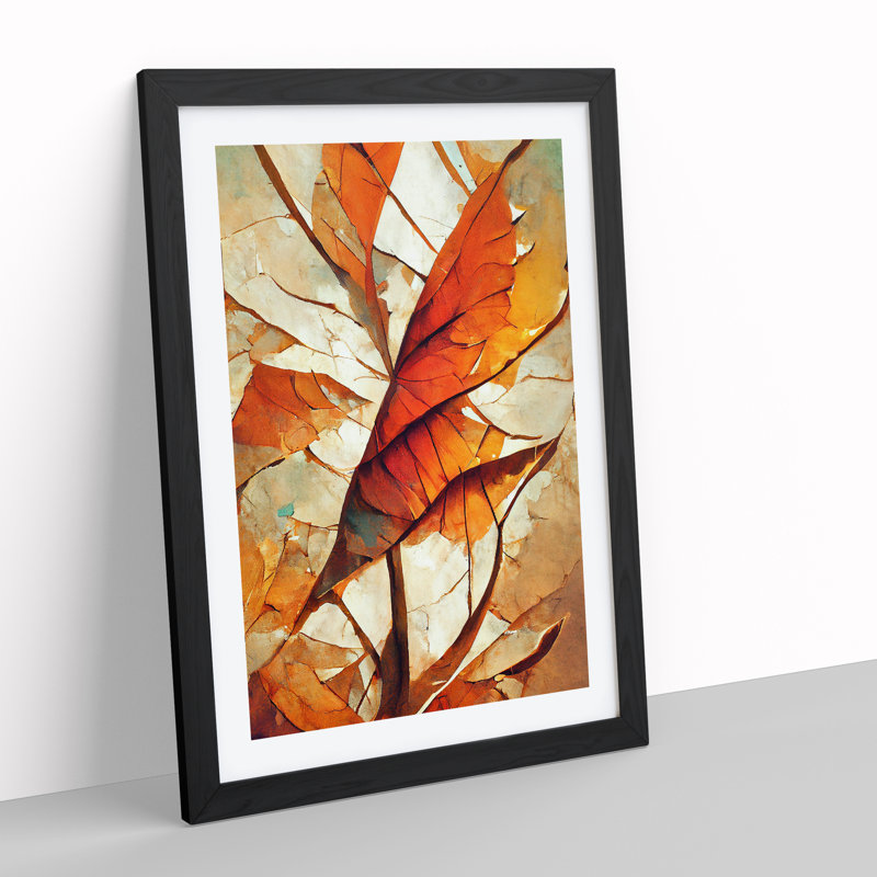 Abstract Autumn Leaf No.3 - Framed Print, Black, 64cm H x 46cm W x 2cm D