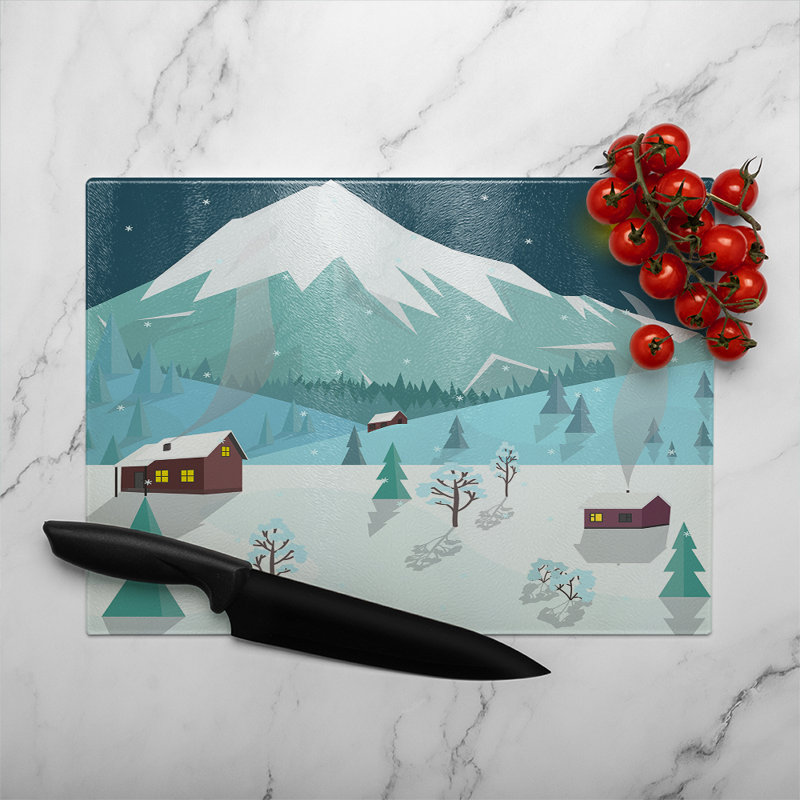 Winter Landscape Dining Glass Chopping Board